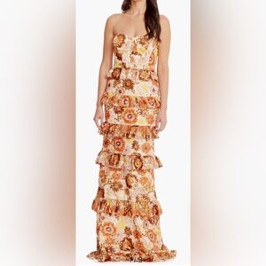 Dress the Population Multicolor Floral Strapless Gown